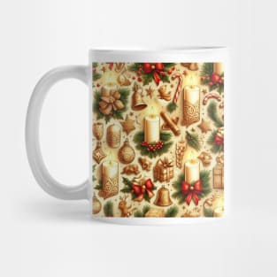 Vintage Christmas design print with candles and presents Mug